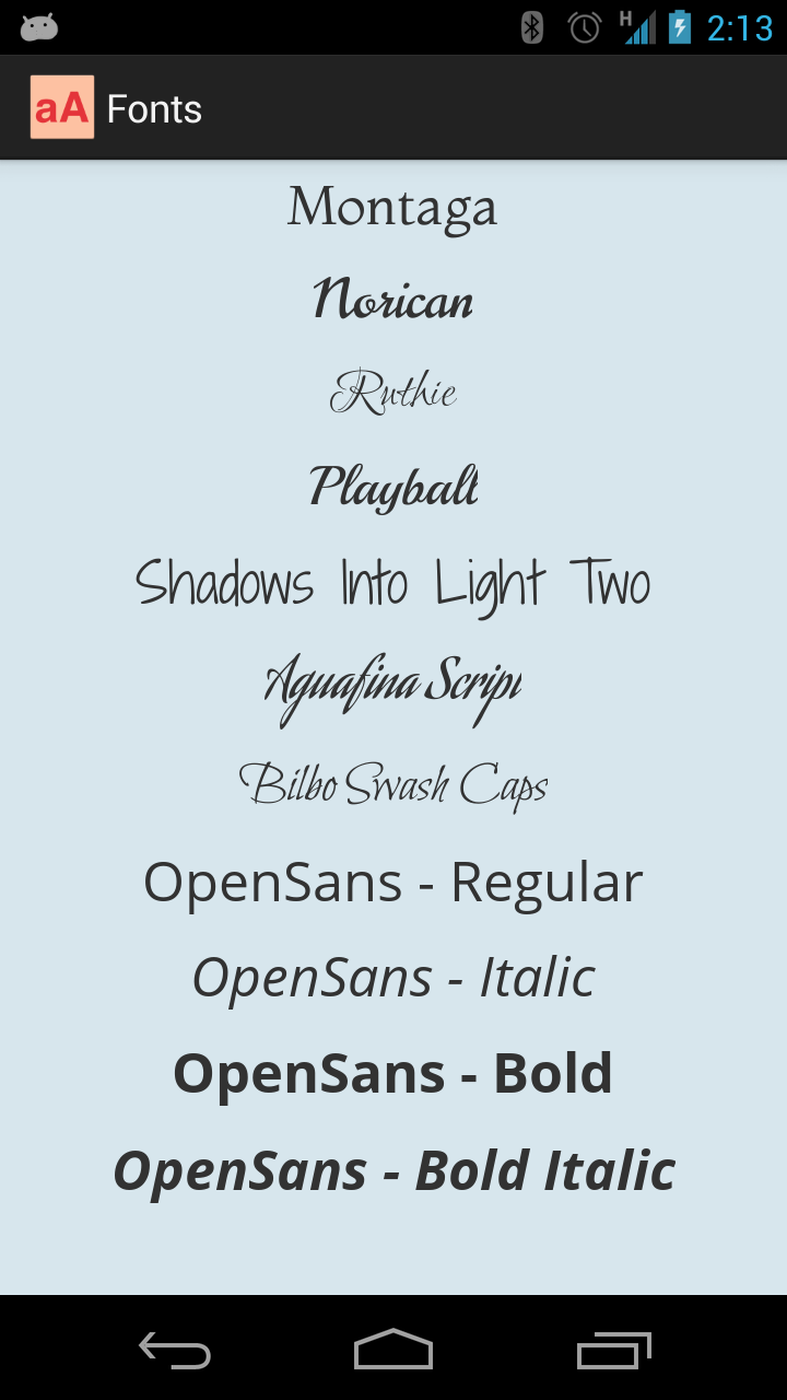 android font family